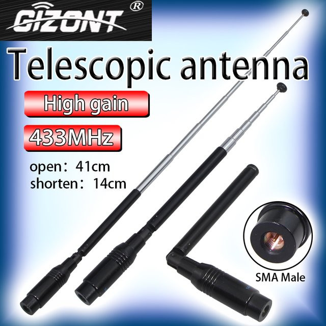 GIZONT LoRaWAN 433MHz Teleskop-Klappantenne mit SMA-J Stecker in Schwarz - Bild 1