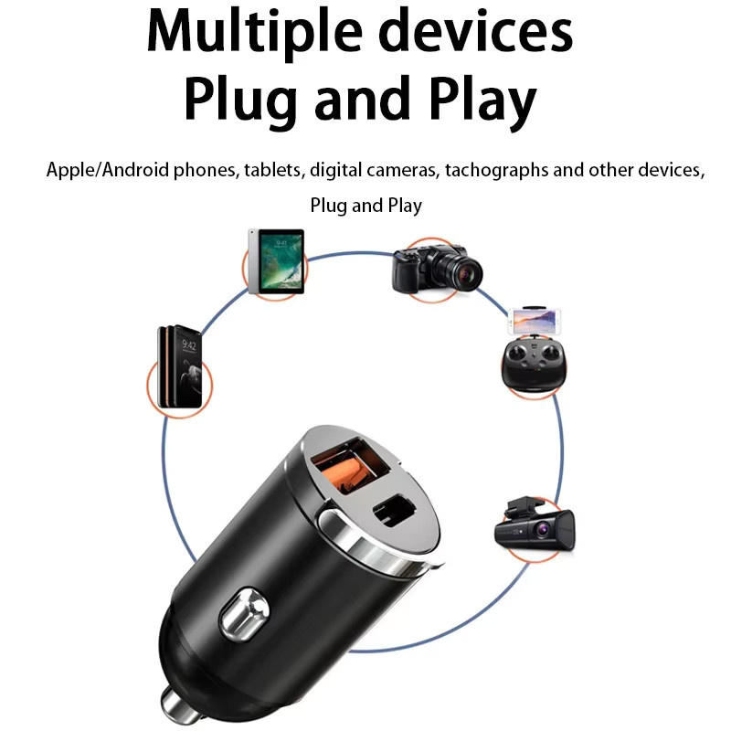 100W QC3.0 PD Autoladegerät mit 2 USB-C Ports für 12-24V Zigarettenanzünder, Schnellladegerät in Schwarz - Bild 2