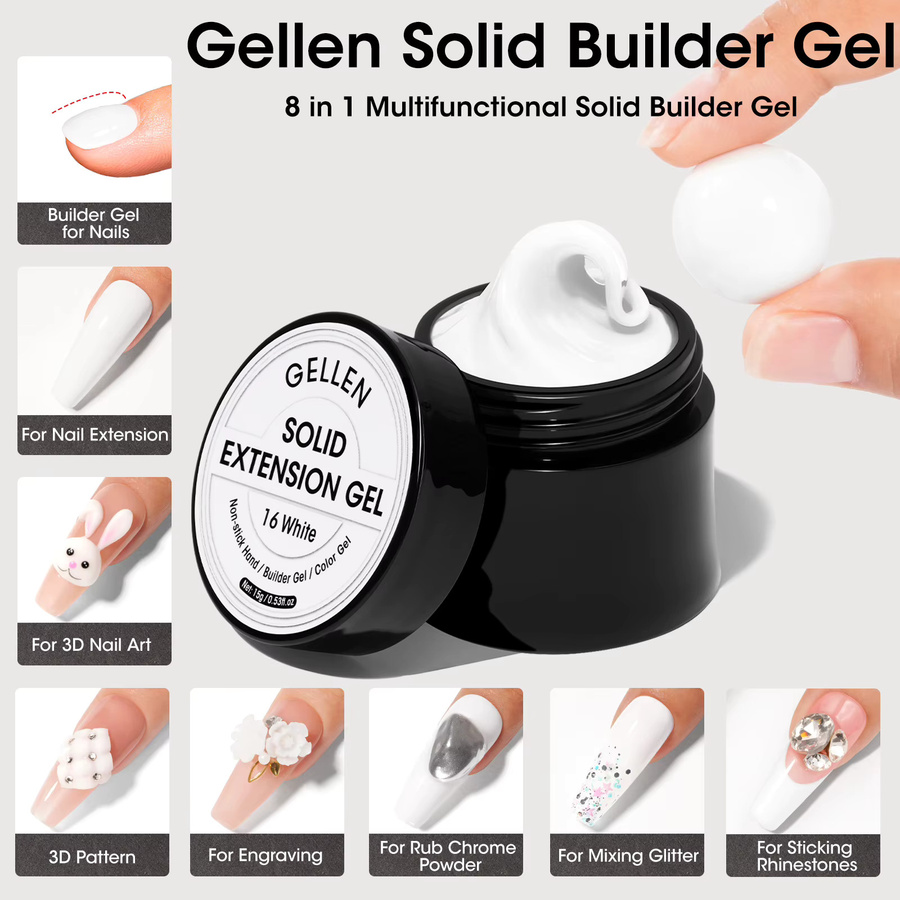 GELLEN GEL POLISH Aufbaugel, Weiß, Matt, für Hände - Bild 3