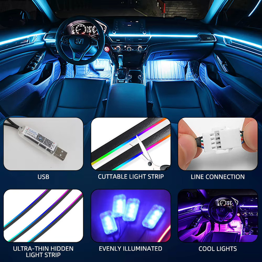 LYMOYO RGB Symphony LED Auto Umgebungsbeleuchtung mit App- und Fernbedienung Steuerung in Multicolour - Bild 5