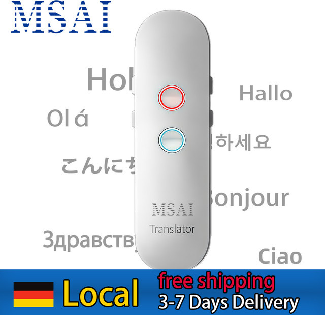 MSAI T4 Bluetooth Übersetzer in Weiß mit Echtzeit-Sprachübersetzung für 131 Sprachen und Zwei-Wege-Audio-Transkription für deine Reisen - Bild 1