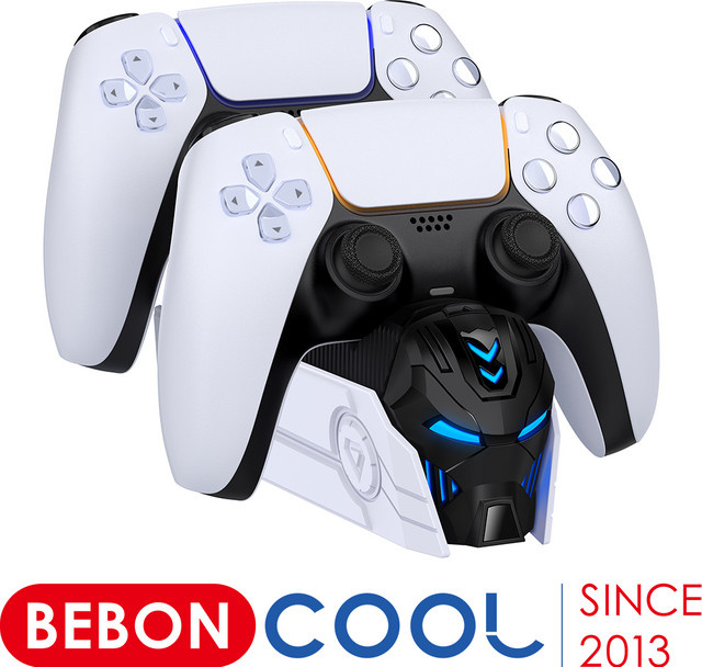 BEBONCOOL Dual-Schnellladegerät für Sony PlayStation 5 DualSense Wireless Controller, Farbe: Weiß - Bild 1