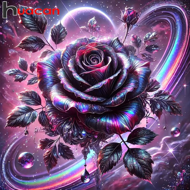 Huacan Diamond Painting Set Rose Blume mit quadratischen Steinen in Multicolour - Bild 1