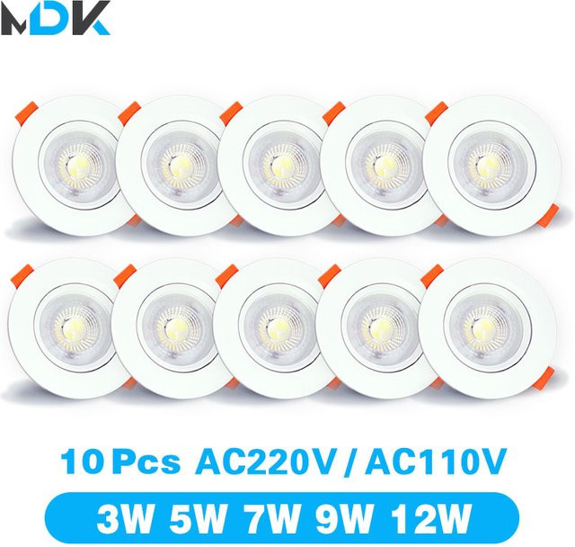 10er Set Teetealy LED-Downlights, runde Einbaustrahler in Weiß, winkelverstellbare Deckenleuchten für die Innenbeleuchtung - Bild 1