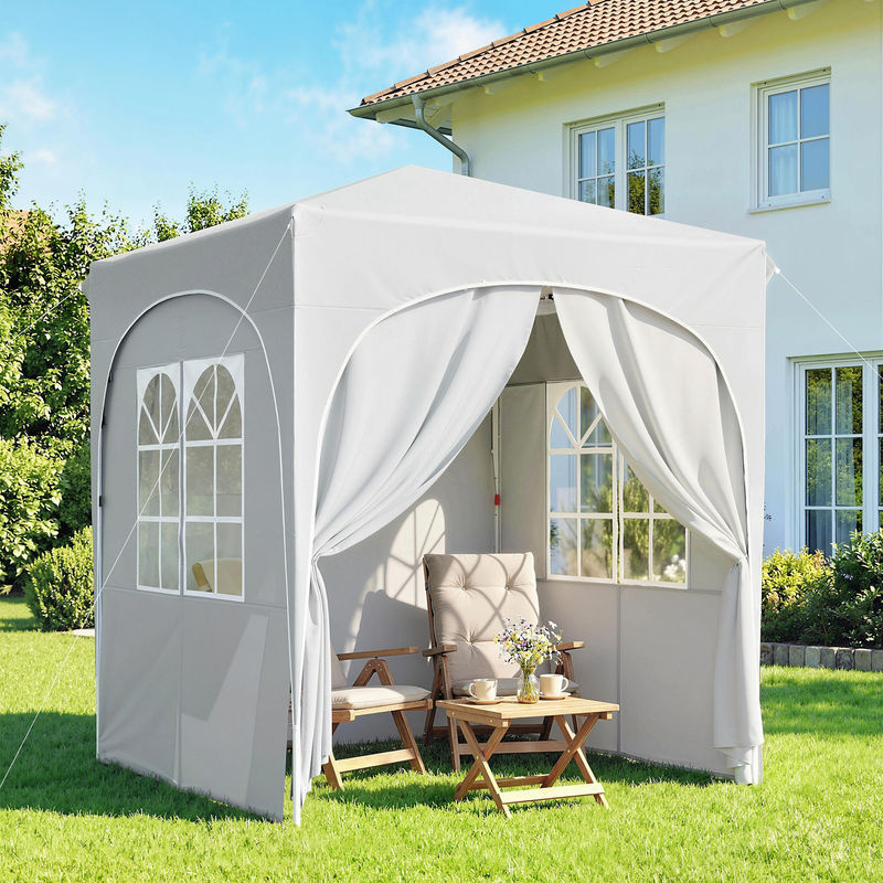 Outsunny Gartenpavillon Pop-up Faltzelt mit 4 Seitenwänden, höhenverstellbar, UV50+ Schutz, hellgrau, B/T: 2 x 2 m - Bild 2