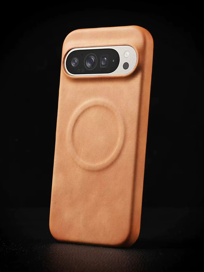 Luxuriöse Schafsleder-Magnethülle für Google Pixel 11 10 9 Pro XL 9 8 7 Pro 8A 7A in Braun mit mattem Hautgefühl und stoßfestem Business-Cover - Bild 2