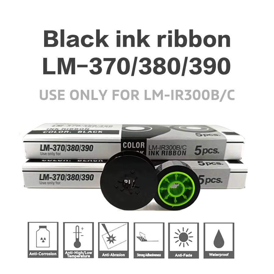 5er Pack Max Tintenband LM-IR300B in Schwarz kompatibel mit Max Letatwin Kabel ID Druckern LM-370E LM-380A und LM-390A/PC für thermischen Druck - Bild 2