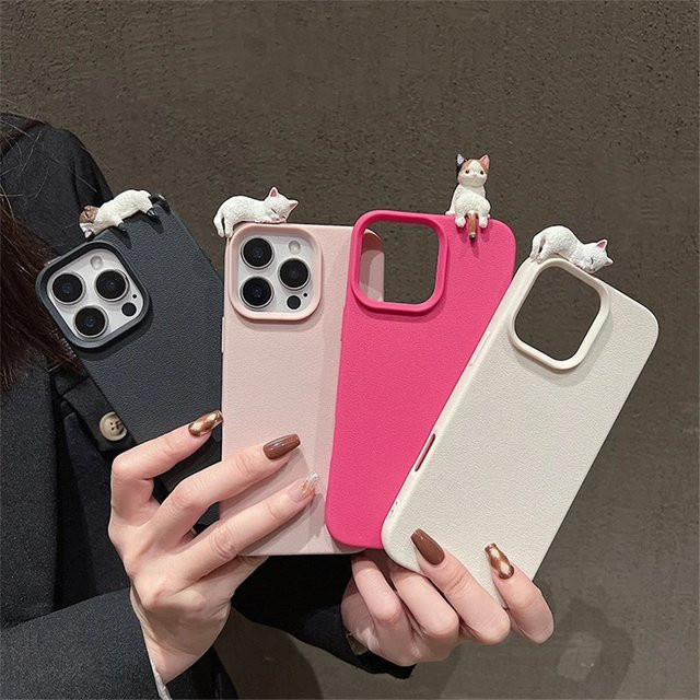 Stoßfeste 3D-Katze Handyhülle für iPhone 11 bis iPhone 17 Pro Max, weiche Schutzhülle im süßen Korea-Design - Bild 1