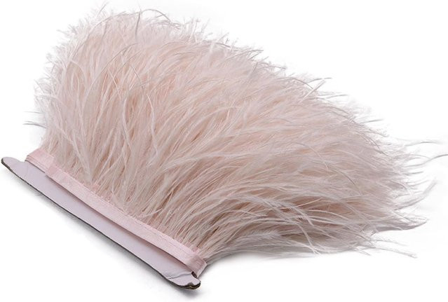 Echte Straußenfeder-Borte mit Spitze in Pink, 1 m Länge, Breite: 8-10 cm, Nähzubehör für Kleidung - Bild 1