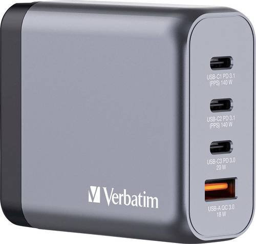 Verbatim GNC-140 Universal GaN-Ladegerät 140W mit 1x USB-A und 3x USB-C in Schwarz/Grau - Bild 3