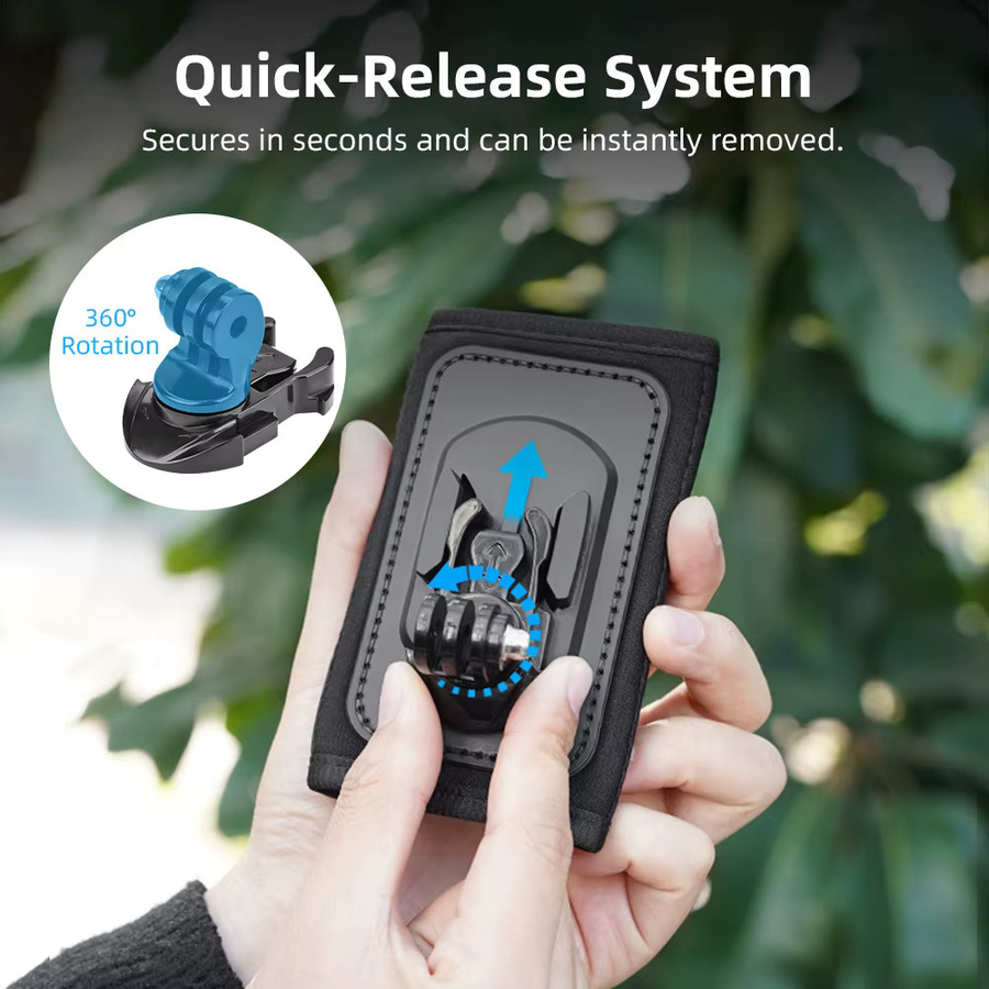 Flymile Rucksack-Schultergurt-Halterung mit Taschenclip in Schwarz für DJI Action 6, Pocket 3, OSMO 360 Nano, Insta360 X5 und GoPro Kamera-Zubehör - Bild 3