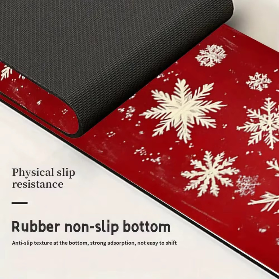VIKAMA Weihnachts-Schneeflocken Waschbeckenmatte in Rot, wasserabsorbierende und schnell trocknende Küchenmatte zur Weihnachtsdekoration - Bild 4