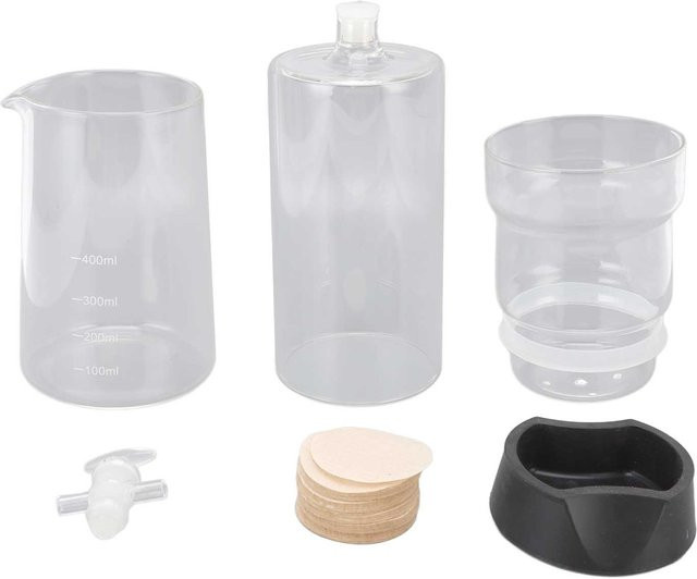 Tooarts Kaffee-Tropfkanne aus Borosilikatglas, transparent, 400 ml, Eiskaffee white - Bild 1