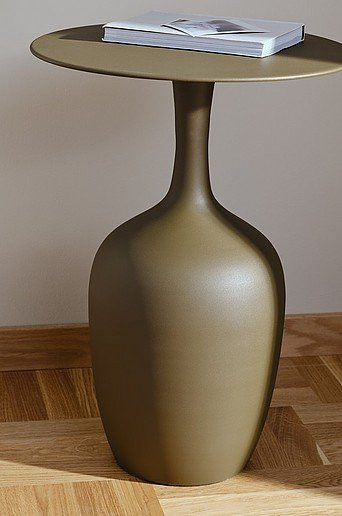 Jotex FIORO Beistelltisch rund aus Metall in Grün und Gold, Durchmesser: 41 cm, Höhe: 57 cm - Bild 1