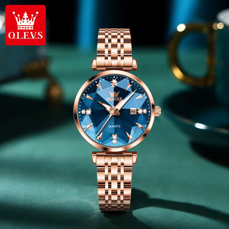 OLEVS Armbanduhr, Quarz, Edelstahl, Roségold, Diamant, Damen - Bild 2