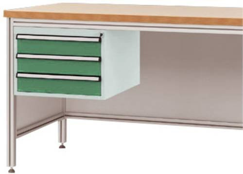 Manuflex ZB4622.6011 Gehäuse-Unterbau für ALU-Arbeitstische in Grau mit 3 Schubfächern, Nutzhöhe: 300 mm, für Tischtiefe: 800 mm - Bild 1