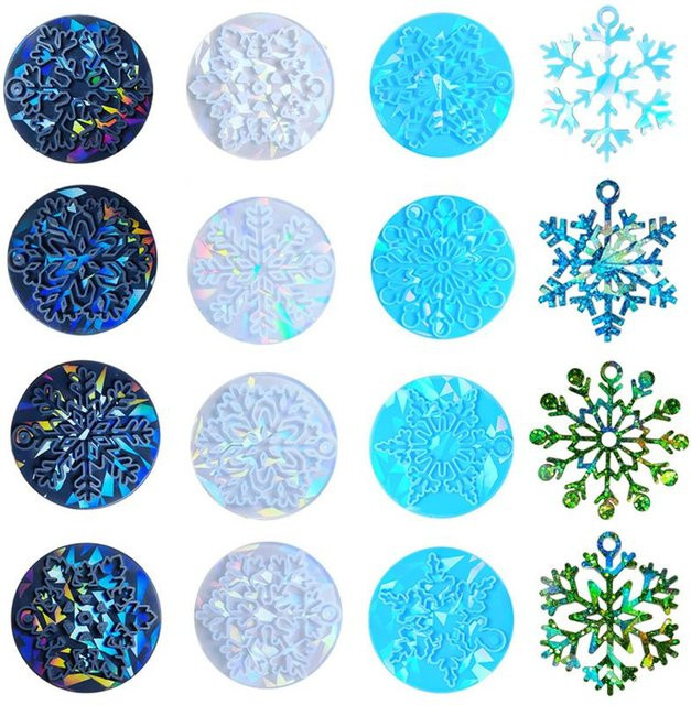 Schneeflocke Anhänger, Holo graphisch, Harz, für DIY Schlüsselbund - Bild 1