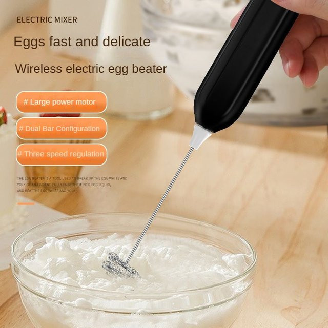 XIADYINJIA Elektrischer Handmixer und Milchaufschäumer in Weiß, wiederaufladbarer Doppelstab-Sahnebereiter mit 3-Gang-Funktion und Pulse-Modus - Bild 1