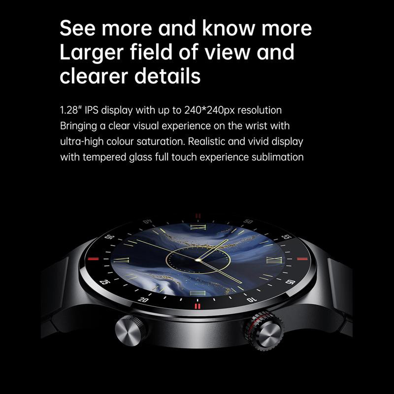 LIGE Smartwatch, Bluetooth, Lederarmband, Schwarz, Herren - Bild 5