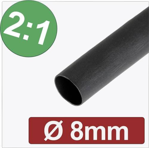 Quadrios Schrumpfschlauch ohne Kleber Schwarz 8mm bis 4mm Meterware - Bild 1