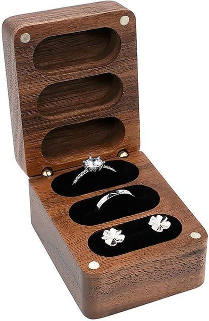 Mango Event Schmuckschatulle aus Holz in Schwarz mit drei Fächern für Ringe, Halsketten und Ohrstecker - Bild 1