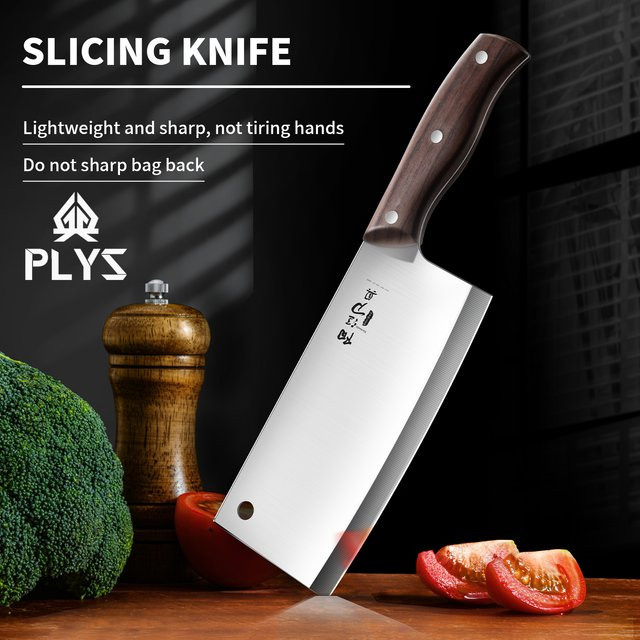 Multifunktionales Chefmesser von PLYS in Silber mit Holzgriff - Bild 1
