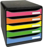 Exacompta Schubladenbox BIG-BOX plus Iderama Harlekin in Schwarz/Mehrfarbig mit 5 offenen Schubladen für A4/A4+ aus Kunststoff - Bild 1