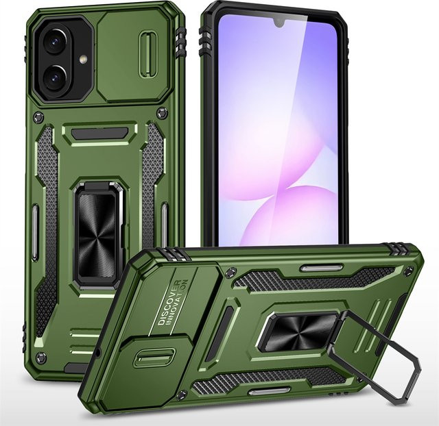Slide Kamera Schutz Handyhülle für Samsung Galaxy A56 A55 A36 A35 A26 A25 A17 A16 A15 A07 A06 A05S mit 360 Grad Schutz und Kickstand in Rot und Grün - Bild 1