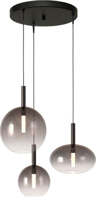 Masterlight Lido LED-Pendelleuchte 3-flammig in Schwarz mit Glas in Rauch und Transparent, dimmbar - Bild 1