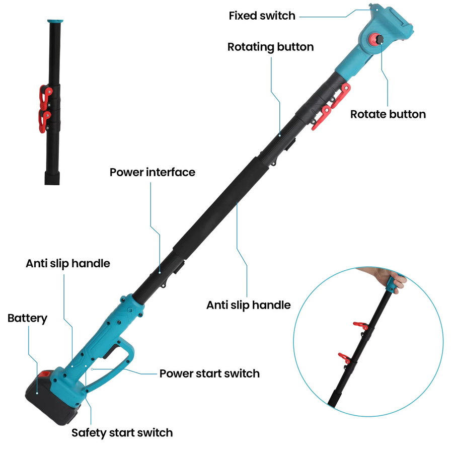 3-in-1 Bürstenlose elektrische Kettensäge und Teleskop-Astschere als Hochastsäge für Makita LXT Akkus, 3500W Garten-Baumschneidewerkzeug - Bild 4