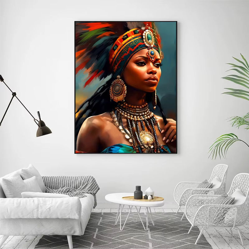 AZQSD Diamantmalerei 5D DIY Stickerei Porträt einer indischen Frau aus Afrika in Multicolour - Bild 4