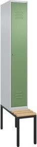 C+P Spind Classic PLUS Spind mit Sitzbank, 1 Abteil, Zylinderschloss, 3 Garderobenhaken, B/T/H: 212,0 x 30,0 x 81,5 cm - Bild 1