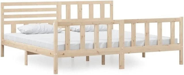 vidaXL Massivholzbett aus Kiefernholz in Braun, rustikales Bett 200 x 200 cm - Bild 1
