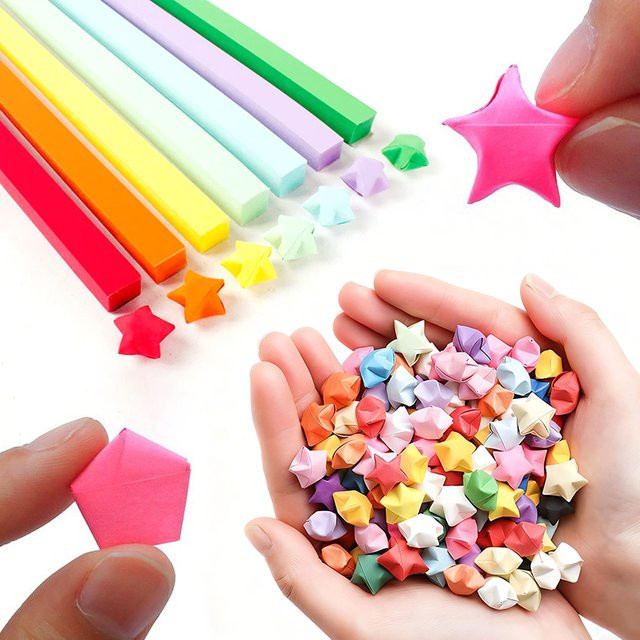 ZYF Origami Sternpapier Set mit 540 Blatt buntem Regenbogen Farbverlauf für DIY Bastelarbeiten - Bild 1