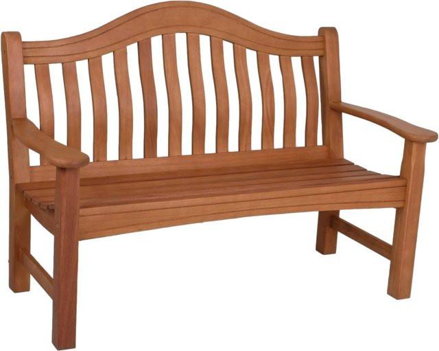 DELUKE Gartenbank ANETTE 2-Sitzer aus Eukalyptus in Natur Teak-Optik, wetterfeste Terrassenbank für den Außenbereich, Breite: 131 cm - Bild 1