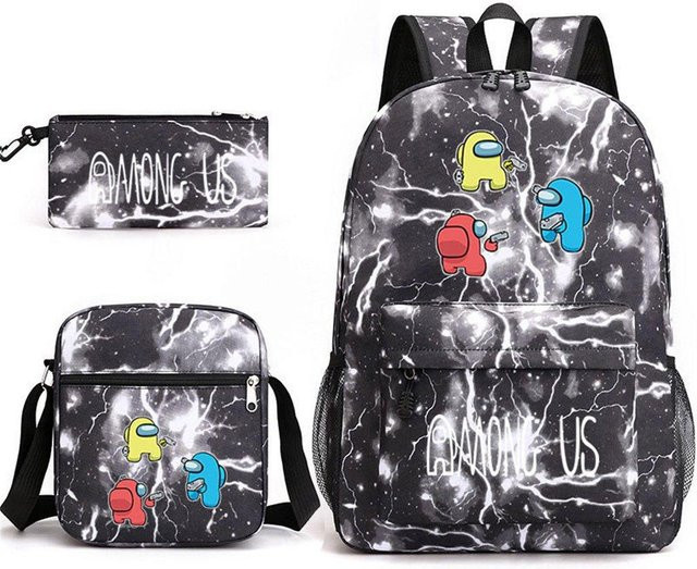 3-teiliges Schulrucksack-Set für Schüler aus Oxford-Stoff in Multicolour mit Schultasche und Federmäppchen - Bild 1