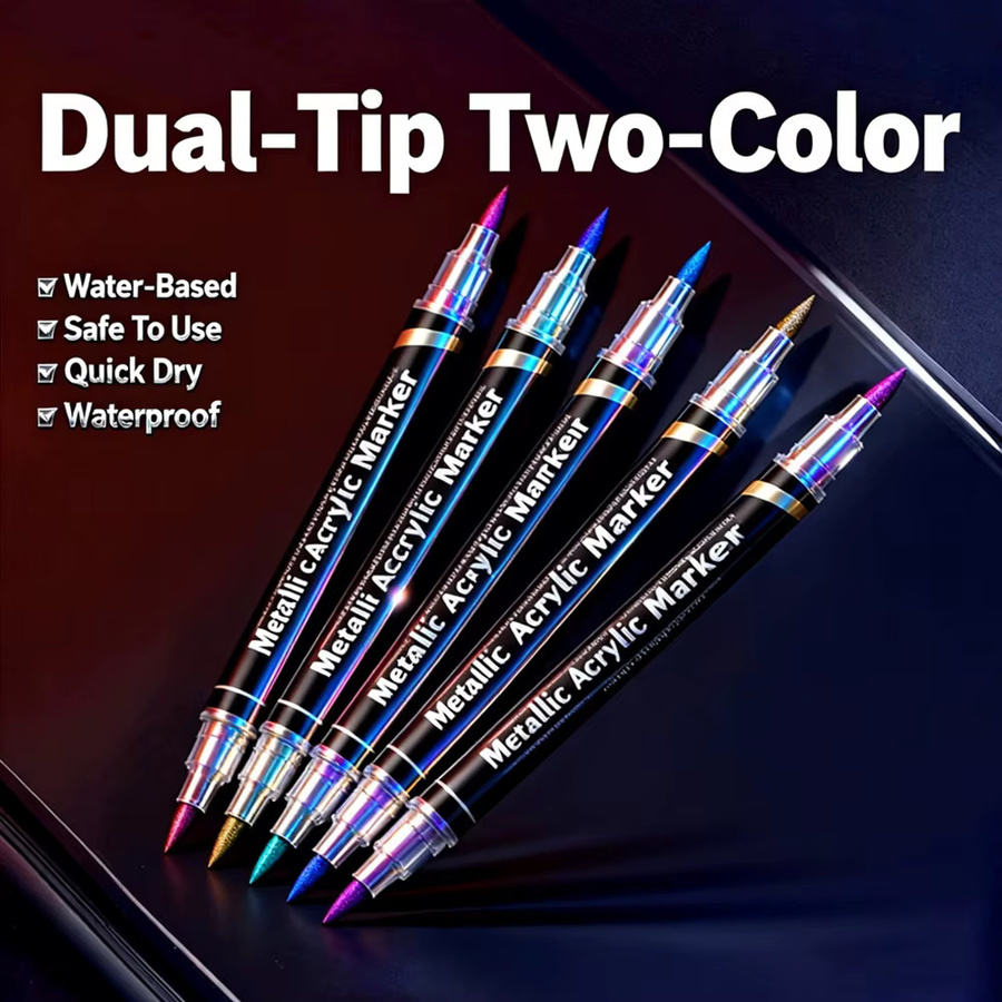 Haile Metallic-Acrylmarker doppelseitig, wasserfester Permanent-Stift in Multicolor für DIY-Handwerk und Graffiti-Kunst - Bild 2
