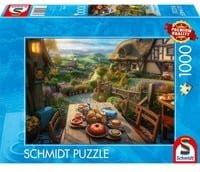 Schmidt Spiele Puzzle Frühstück mit Aussicht ländliche Landschaft 1000 Teile - Bild 1