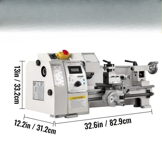 SIHAO Metall-Mini-Drehmaschine Präzisionsdrehmaschine mit variabler Geschwindigkeit für Heimwerker zum Drehen, Bohren, Einfädeln und Fräsen, B: 21 cm, T: 35 cm - Bild 1