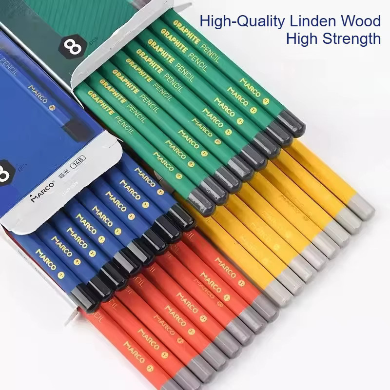 Marco Matte Sketch Pencils Set mit 8 Graustufen HB bis 14B aus Graphit und Holz für Kunstskizzen - Bild 3