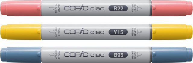 Copic Ciao Marker Set Layer & Mix Brilliant Palette mit 3 Brush-Stiften in Multicolour (Light Prawn, Cadmium Yellow, Light Grayish Cobalt) - Bild 1