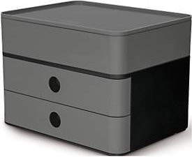 HAN Allison Smart-Box Plus Schubladenbox aus ABS-Kunststoff mit 2 Schüben und Trennwänden, grau, B: 26,0 cm, T: 19,5 cm, H: 19,0 cm - Bild 1