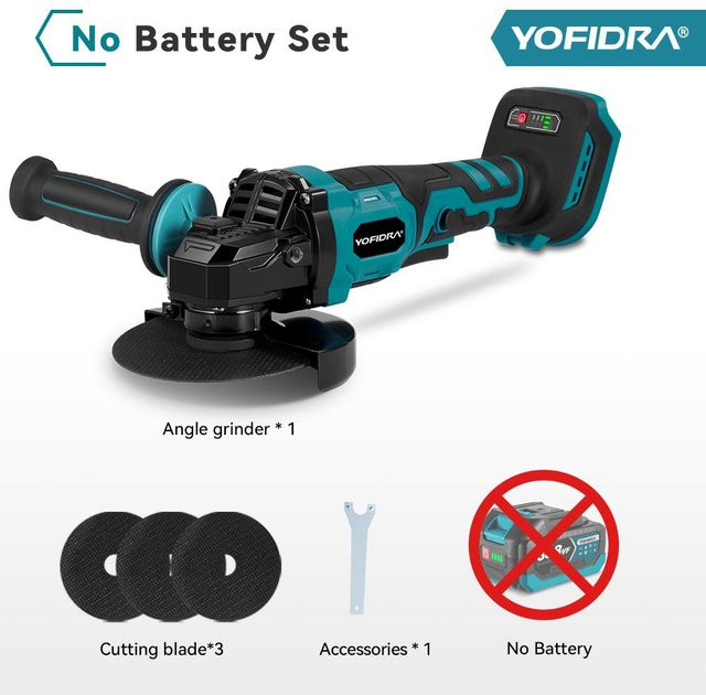 YOFIDRA Bürstenloser Winkelschleifer 1500W mit 3 Gängen, 125mm Akku Schleifmaschine für Makita 18V Akku, Elektrowerkzeug zur Holzbearbeitung und zum Schneiden - Bild 1