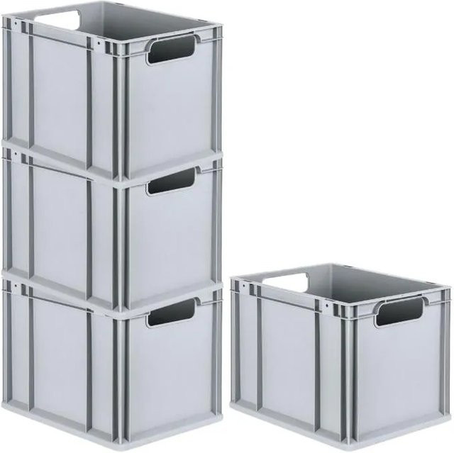 PROREGAL Spar Set 4x Eurobox Nextgen Economy Transportboxen mit offenen Griffen, Grau, H x B x T: 32 x 30 x 40 cm - Bild 1