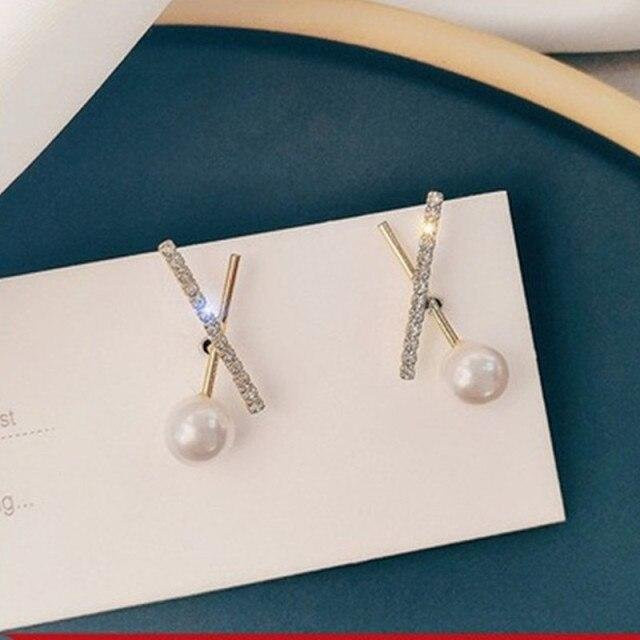 Ohrringe Kreuz Geometrie Perlen, black, Damen - Bild 1