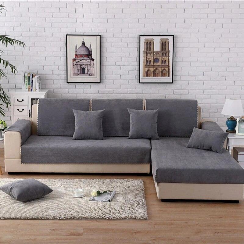 Wasserdichter und rutschfester Sofabezug für Ecksofas aus Polyester, L-förmiger Schutzbezug für Couch und Sessel, B/T: 110 x 110 cm - Bild 1