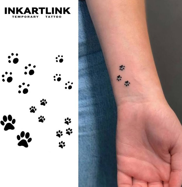 Temporäres Tattoo Katzenpfotenmuster, wasserfest, semi-permanent - Bild 1