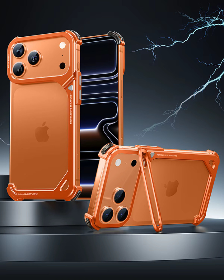 Eary 9 Shape Bumper Case für iPhone 17 Pro Max mit Ständer und MagSafe, schlankes Aluminium-Gehäuse in Schwarz oder Orange - Bild 5