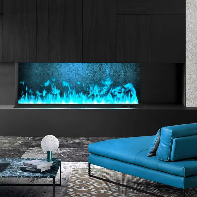 AFLYEVER 3D Smart Elektrokamin in Schwarz mit integriertem Luftbefeuchter, LED-Flammeneffekt und Kaminholz-Soundeffekt aus Glas - Bild 6