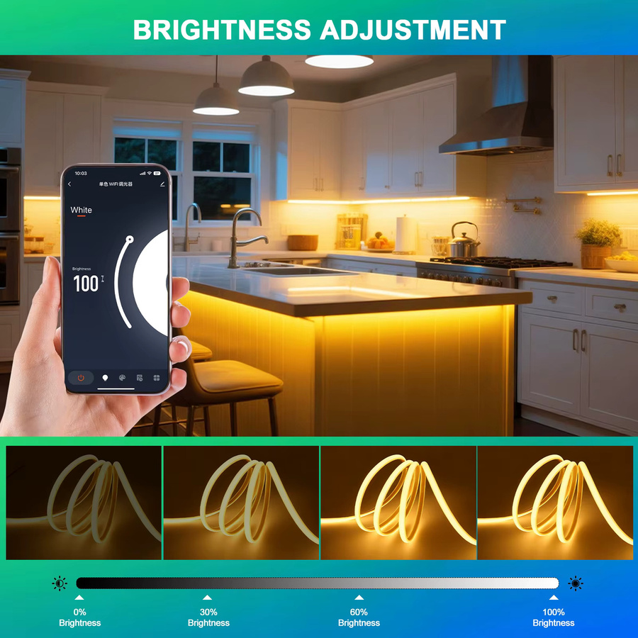 HEGEHE Wasserdichter COB LED-Neonlicht Streifen mit WLAN und Amazon Alexa Kompatibilität, Dimmbar, RGB, AC 220V, Silikon - Bild 2